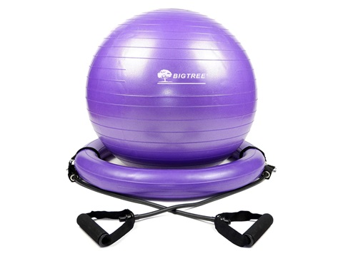 Fitness Ball Stuhl mit Widerstandsband-Purple---€17.58